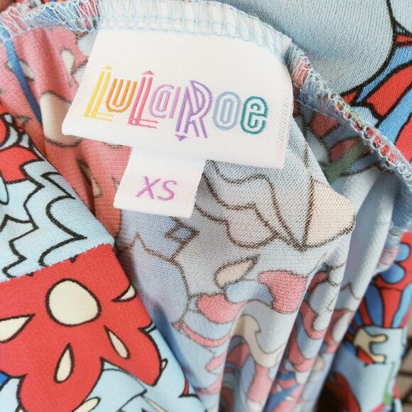 LulaRoe Floral Maxi Skirt XS Mod Long Knit Blue - Picture 3 of 9